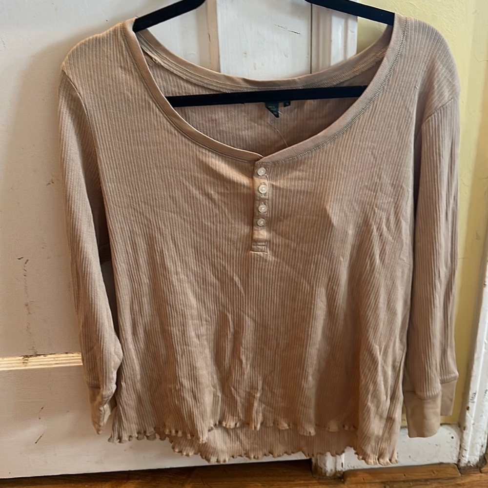 Lauren Ralph Lauren wheat (tan) quarter sleeve shirt
